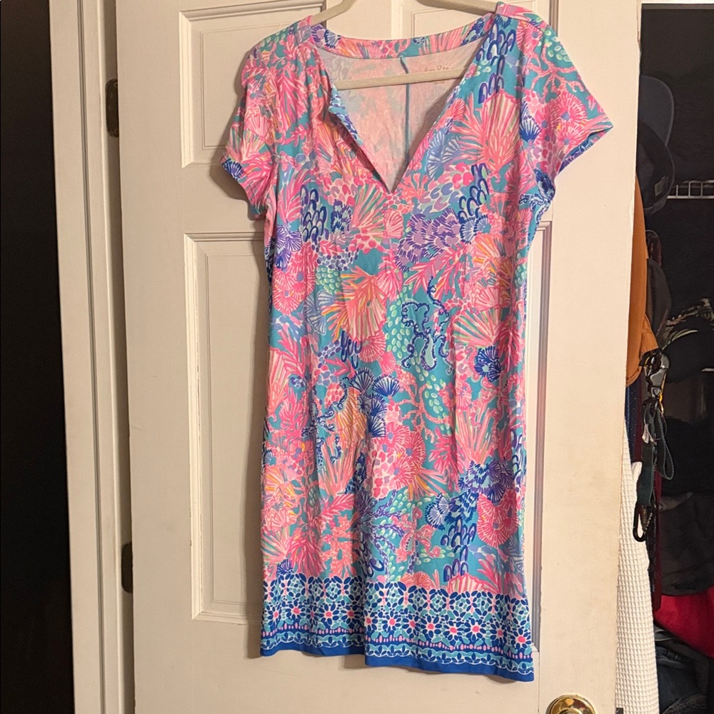 Lilly Pulitzer Vibrant Pink and Blue Mini Dress